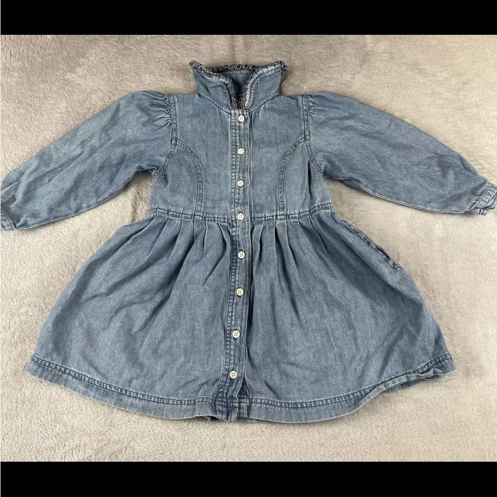 Red Camel girls blue long sleeve button up denim dress size small
